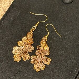 Gold Leaf Dangle Earrings